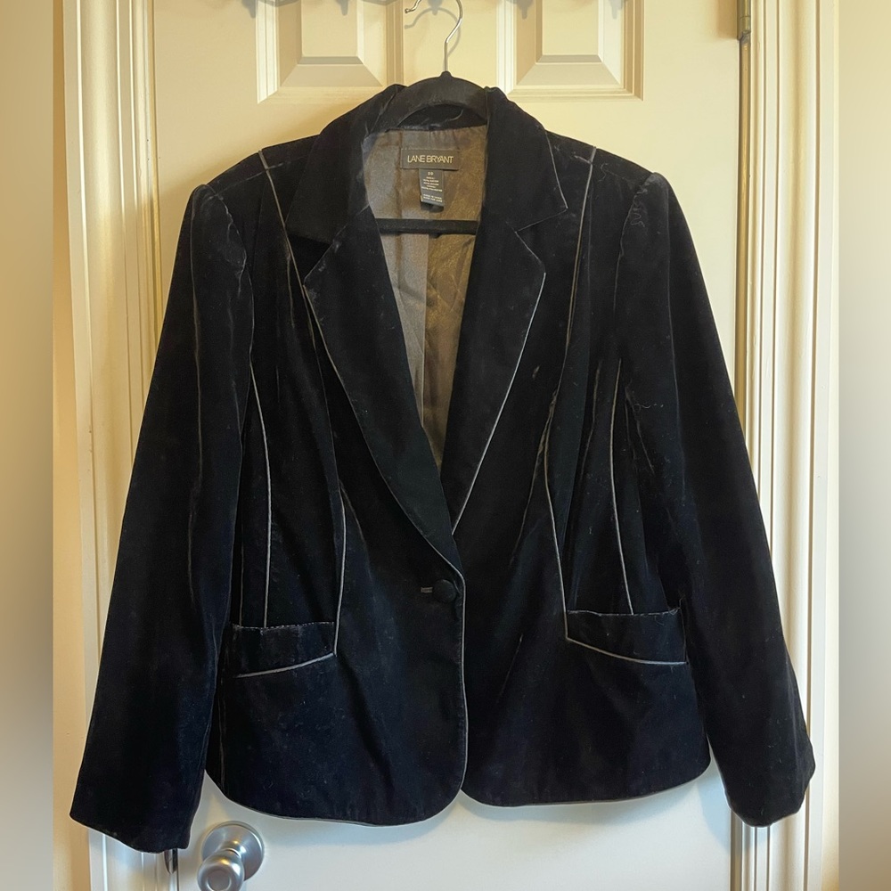 Lane Bryant Black Velvet Blazer Jacket SZ 20